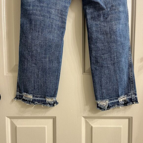 DL1961 Wom Jeans Sz27 Jerry High Rise Straight Linden Distressed Raw Hem Stretch - Picture 7 of 12